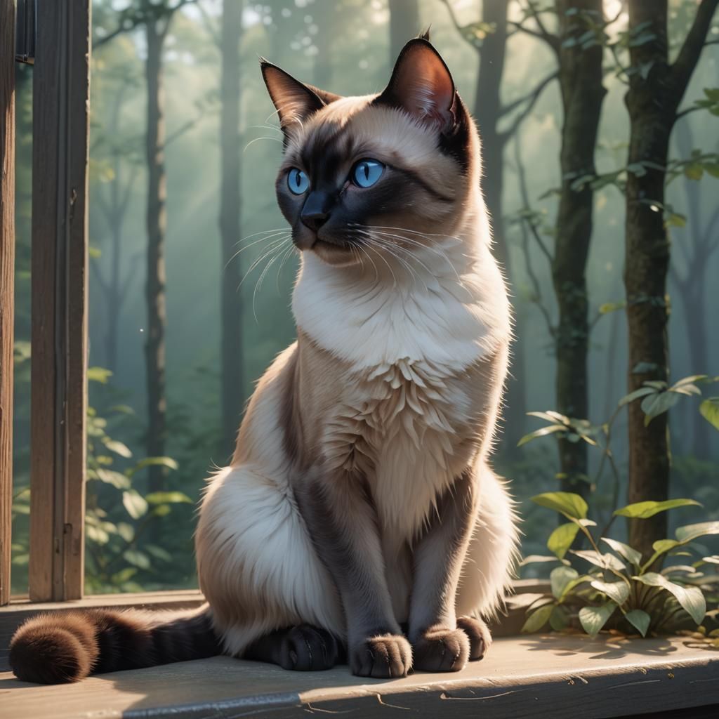 Serene Siamese Cat in Dreamy, Golden Light