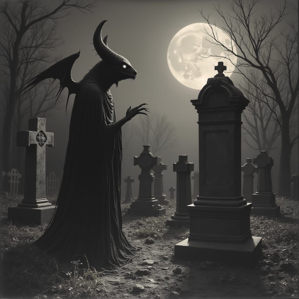 Gothic Demon Howling at the Moon