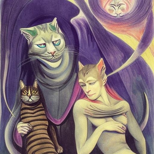 Vampire Lord with Cats in Dark Fantasy Art