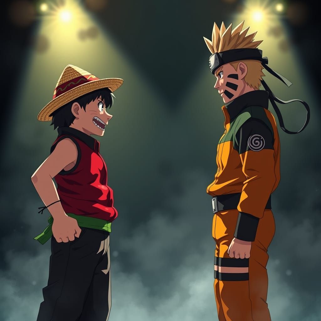 Rivals Clash in a Dark Arena: Epic Anime Fight Scene