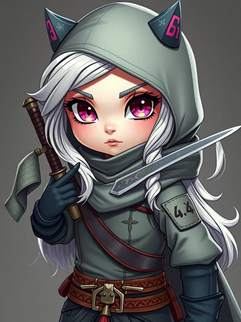 Emma Frost as Ninja in Chibi Digital Art