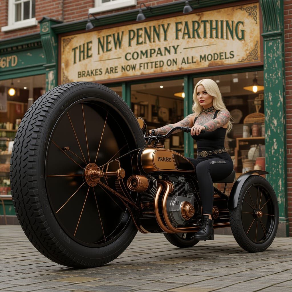 Electric Trike with Copper Accents in Syd Mead Style