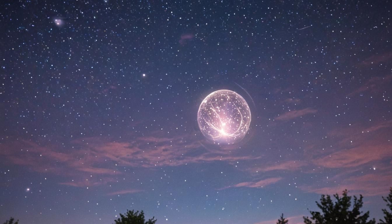 Celestial Orb Soars Through Vibrant Night Sky