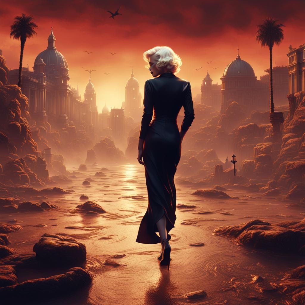 Ethereal Marilyn Monroe Silhouette in Vibrant Dreamscape