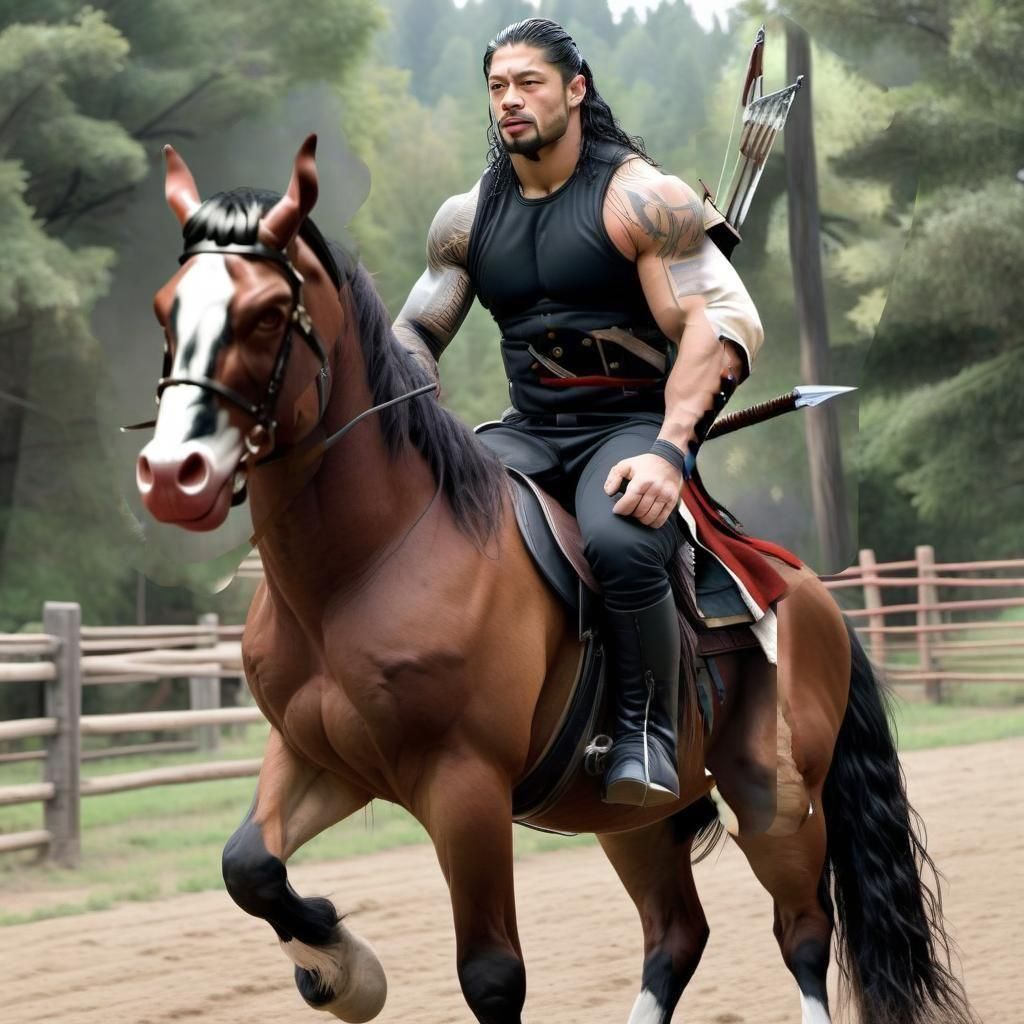 Roman Reigns on Horseback in Majestic Equestrian Style