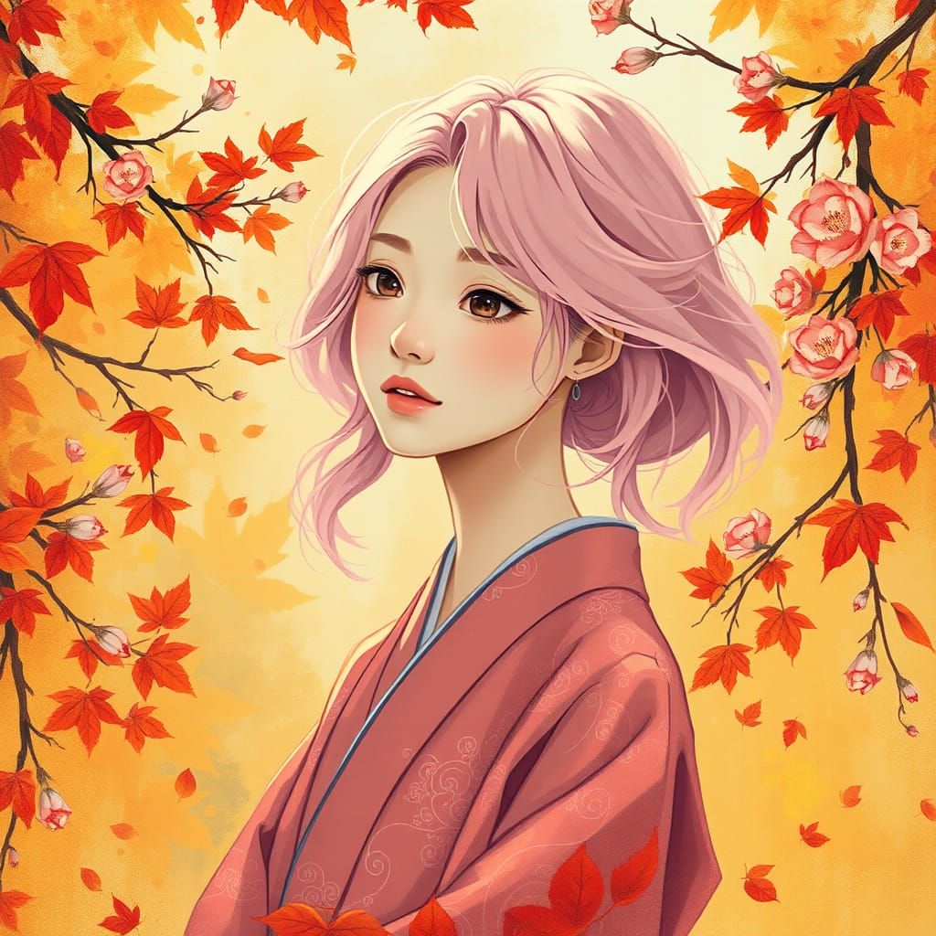 Surreal Anime Goddess Embodied by Autumn Wonder