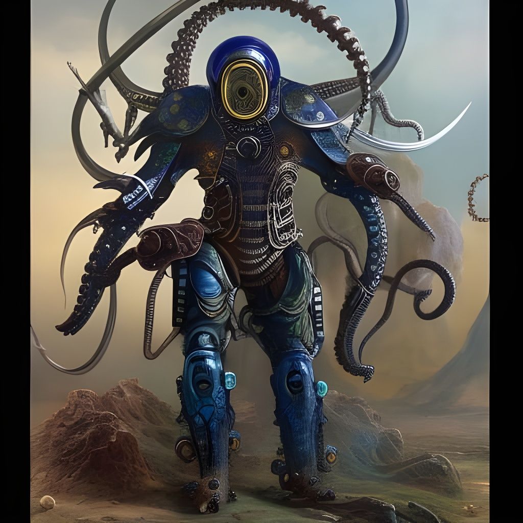 Futuristic Space Combat Octopus Suit in Grimdark Style
