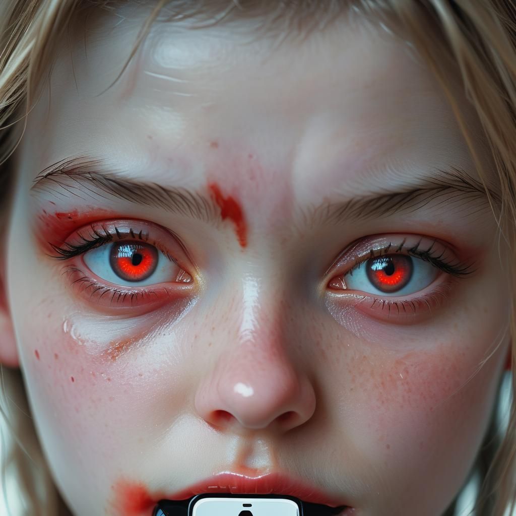 Unsettling Hyperrealistic Portrait of a Teenage Girl Obsesse...