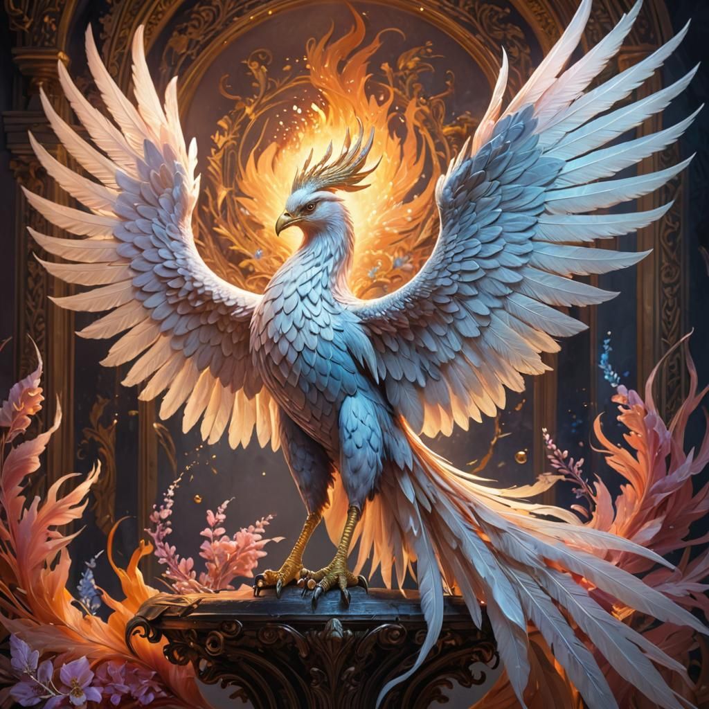 Ethereal Phoenix in Soft Pastel Hues
