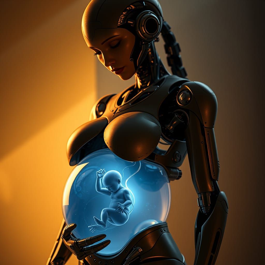 Android Motherhood: A Photorealistic Portrait in Cinematic S...