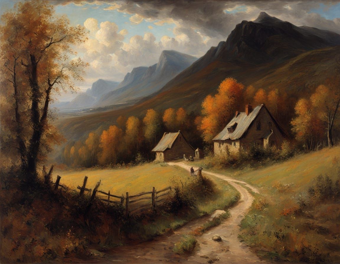 Autumnal Landscape Painting in Classical Style