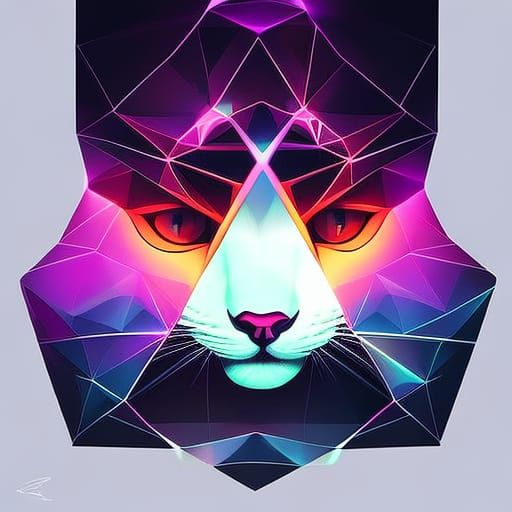 Majestic Cat in Geometric Art Style