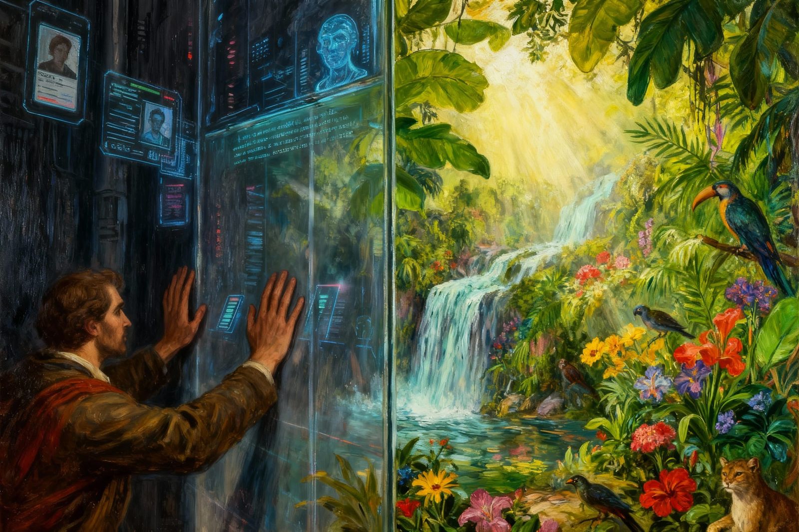 Contrasting Worlds: Cyberpunk City vs. Lush Jungle