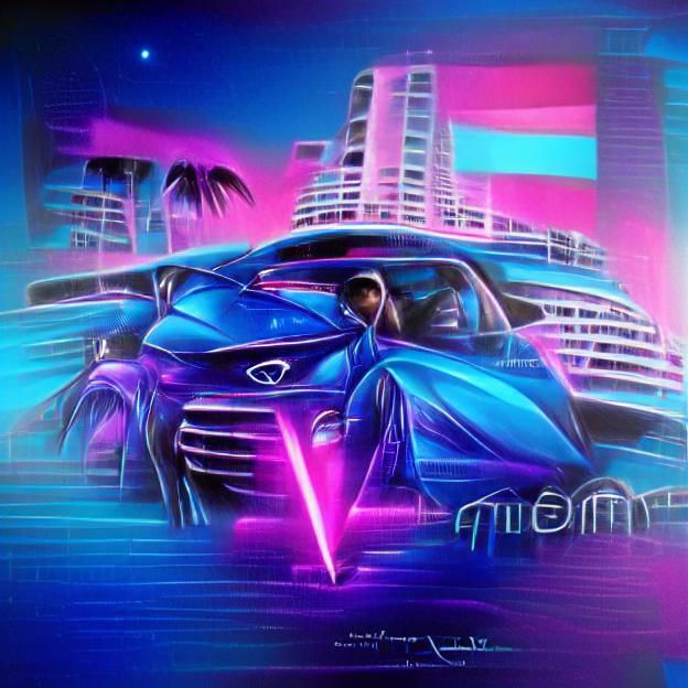 Neon Dreams in Retro Miami Tron