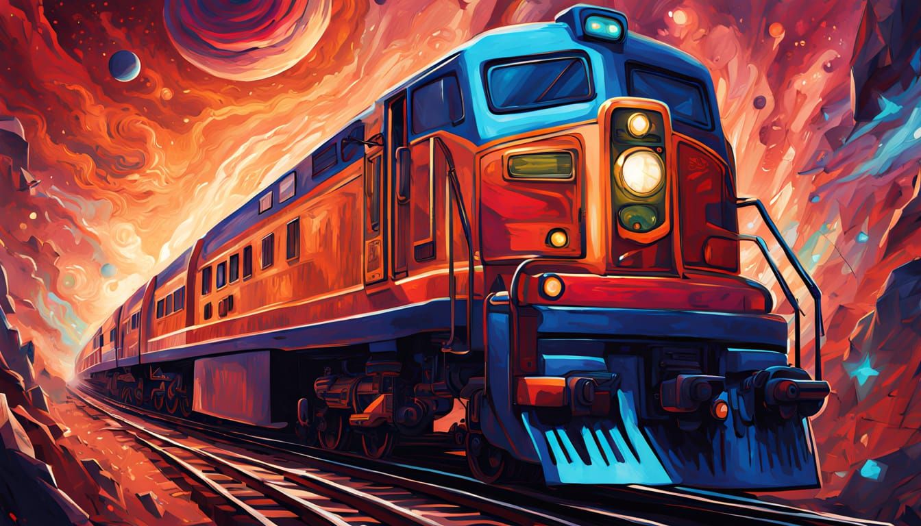 Train Journey Through the Cosmos: Detailed Artwork