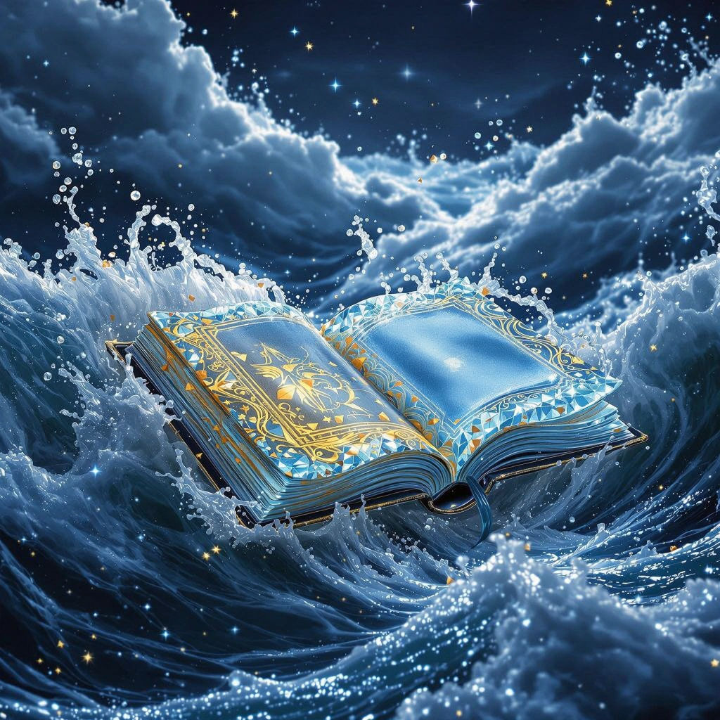 Water Prayer Book in Stormy Seas: Detailed Photography