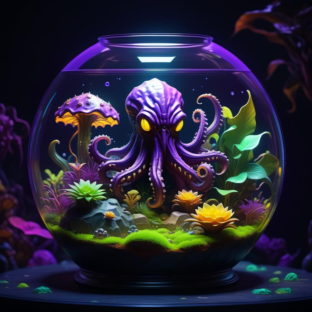 Surreal Fantasy Terrarium in Deep Fantasy Art Style