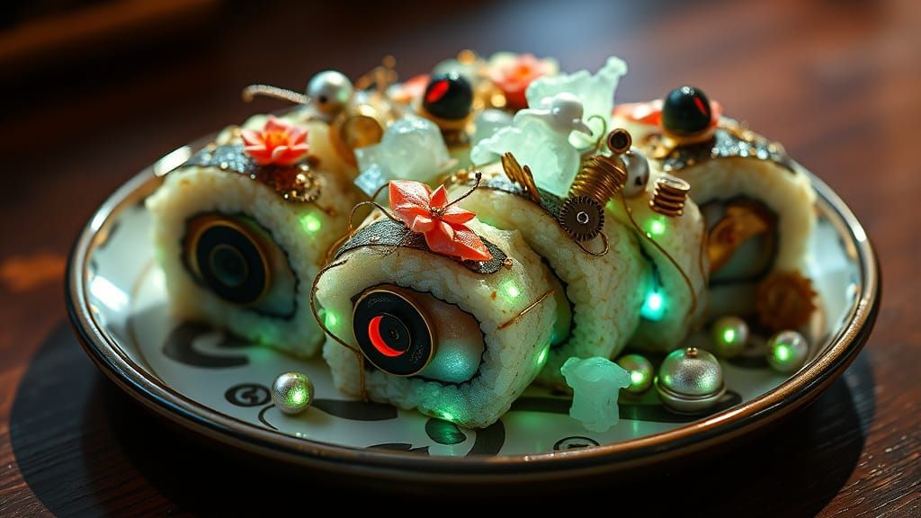 Steampunk Sushi Rolls Made of Clockwork Gears