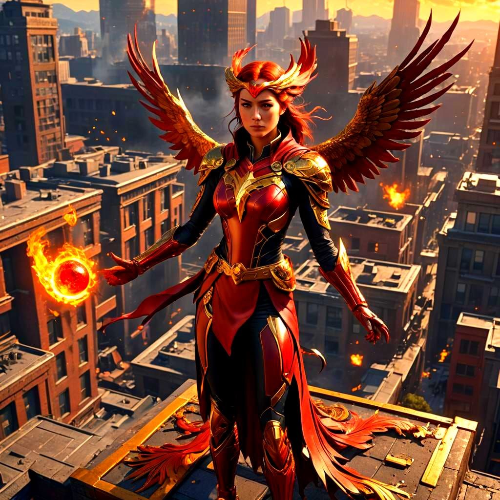 Fantastical Phoenix Superheroine Unleashes Her Fire