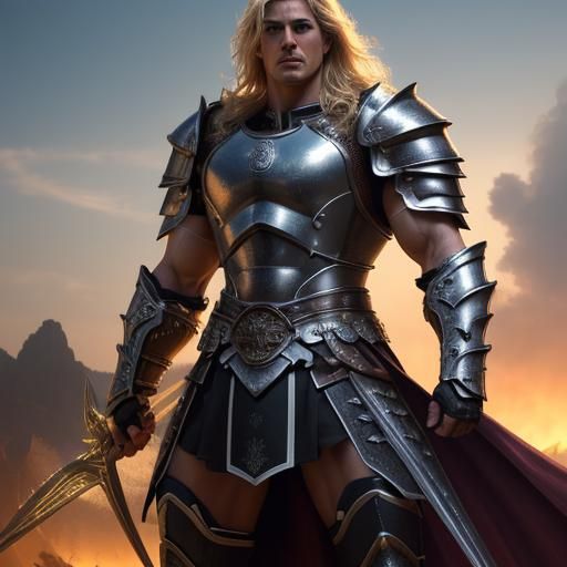 Strong, Handsome Warrior in Armor