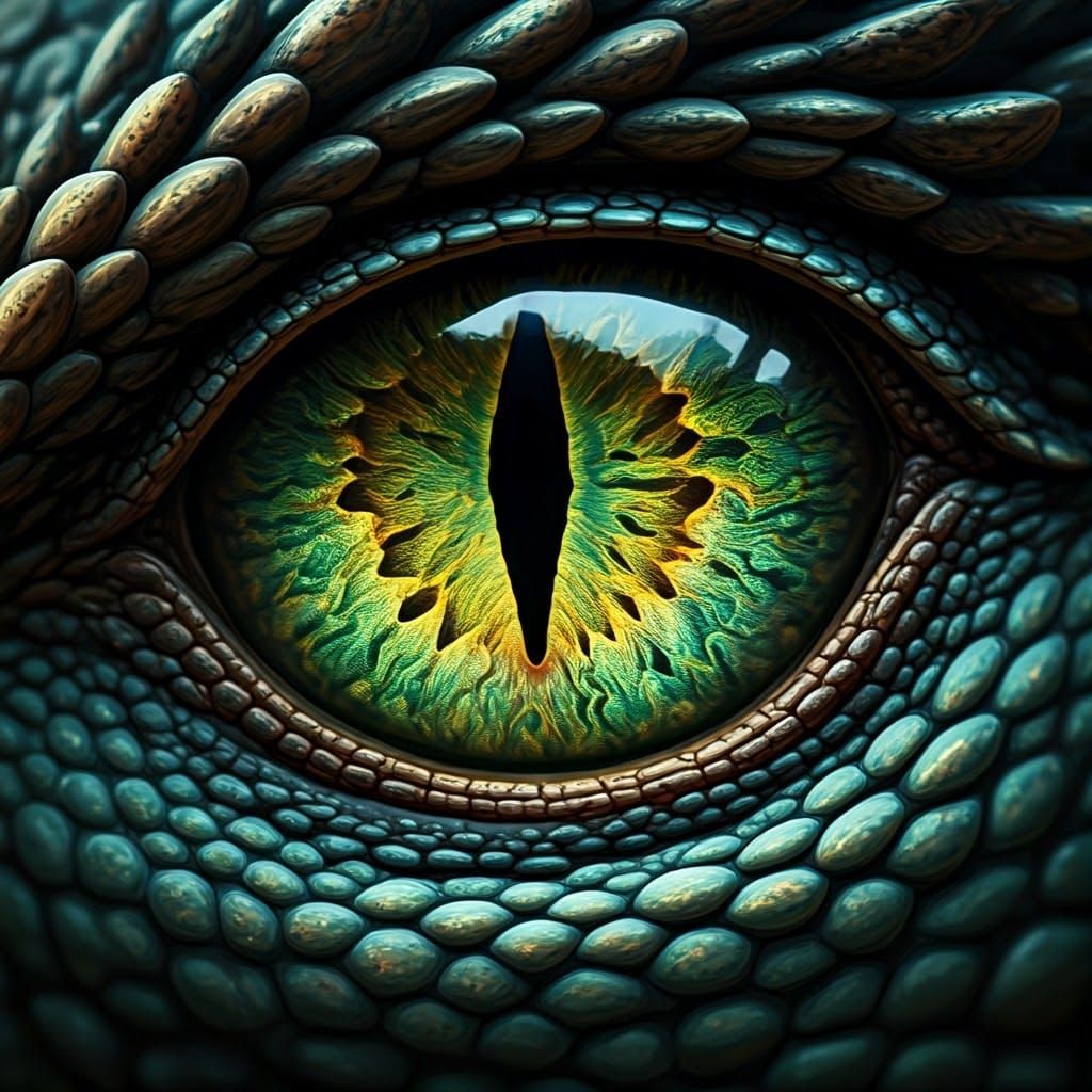 Epic Dragon Eye in Iridescent Green and Jade