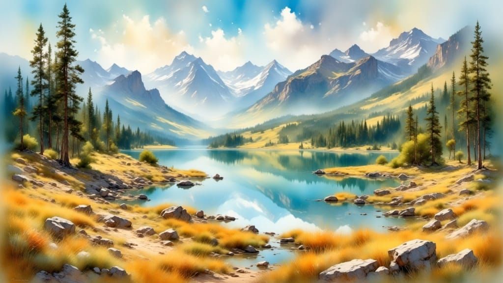Dreamy Frontier Landscapes in Watercolor