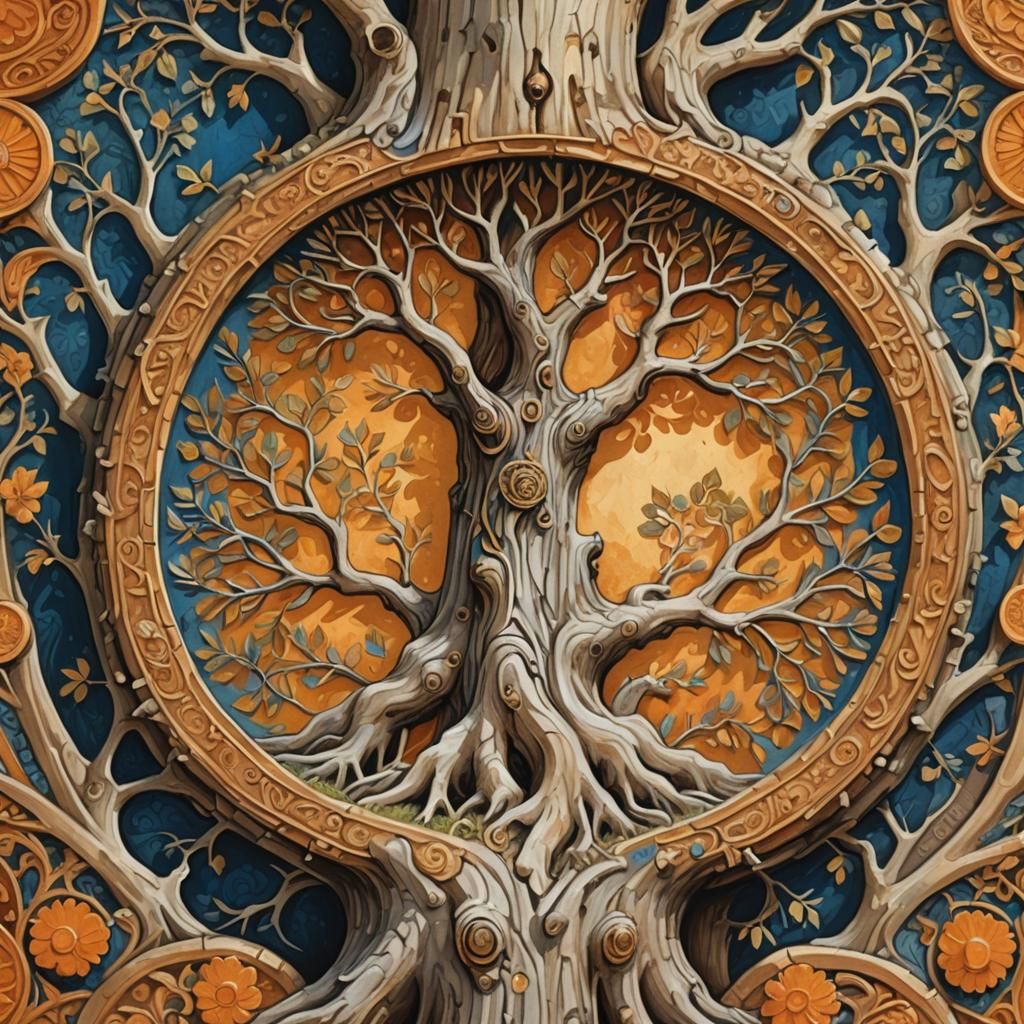 Majestic Tree Trunk in Ornate Spanish Renaissance Style
