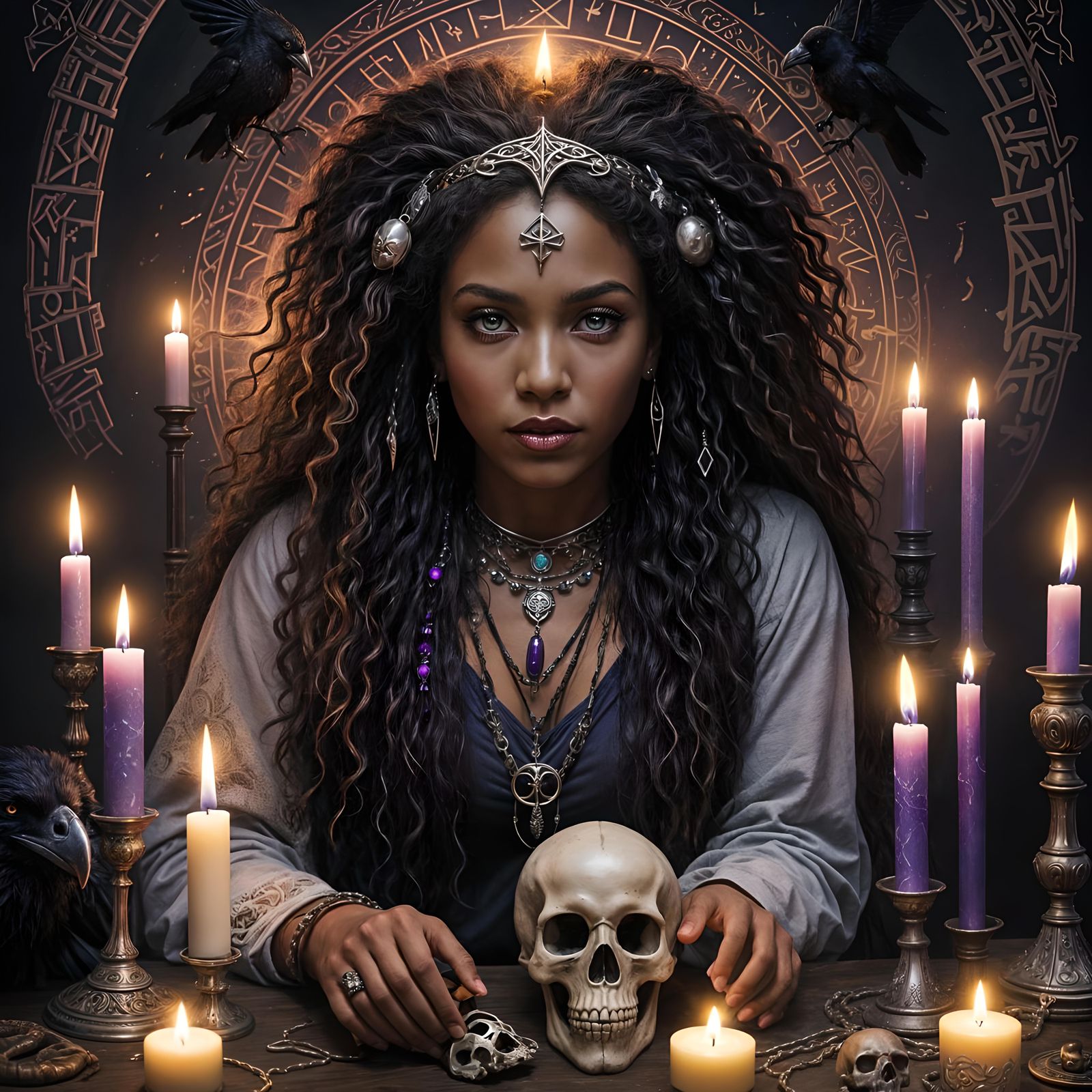 Gothic Altar Goddess in Vibrant Colors