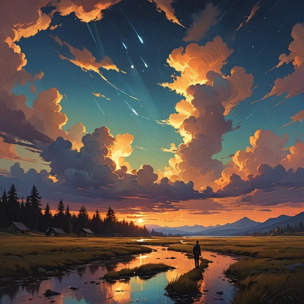 Surreal Landscape Illuminated in Neon Hues