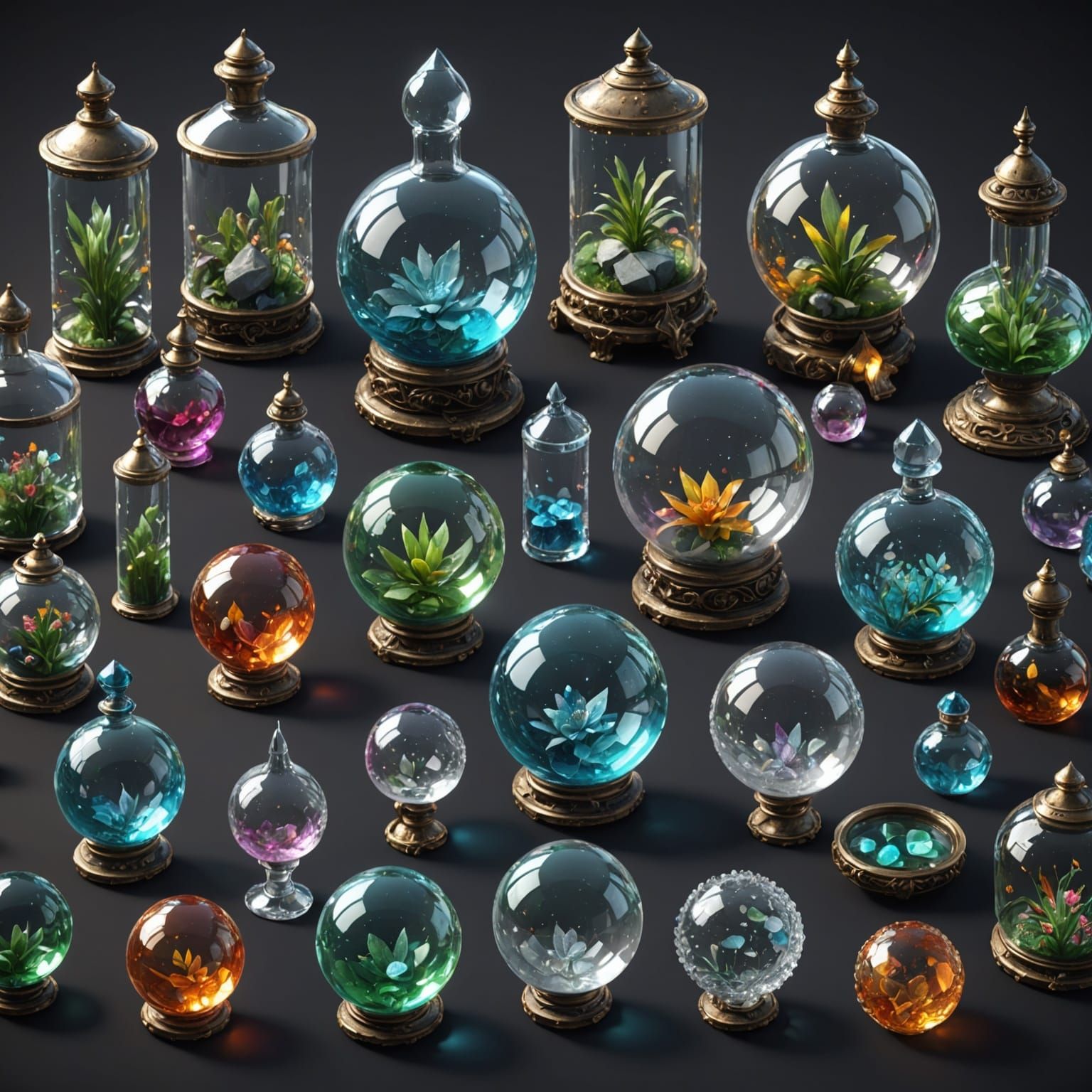 Epic Crystalworld in 3D Videogame Graphics