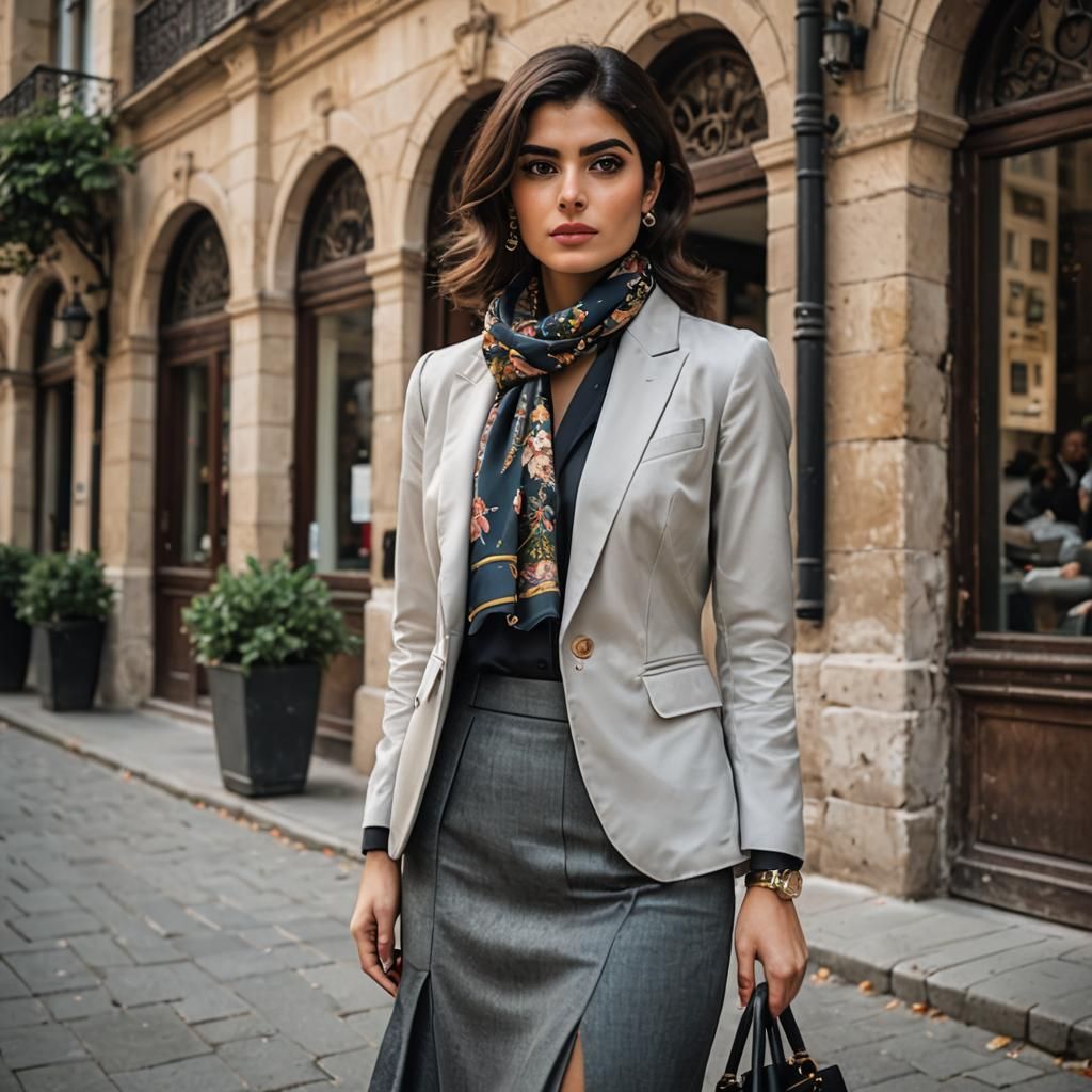 Elegant Persian Woman in Preppy Attire