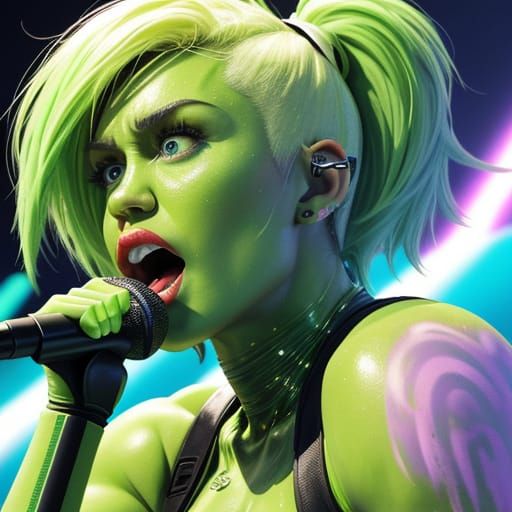 Miley Cyrus as Hulk: Vibrant Digital Concept Art