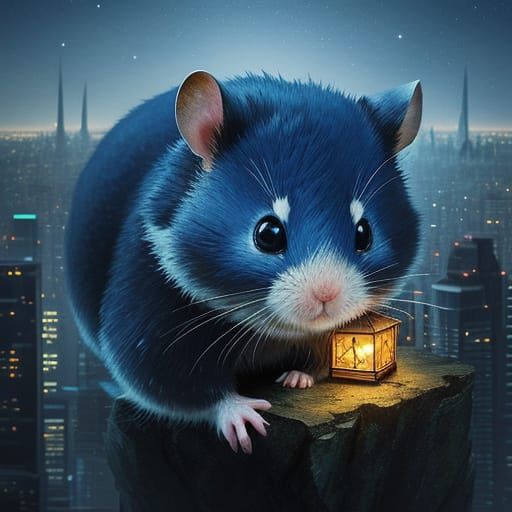 Ninja Hamster Climbs Skyscraper in Ghibli Style