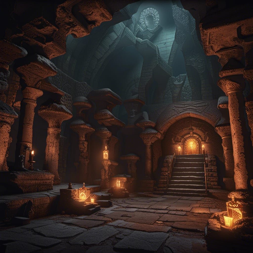 Surreal Dark Fantasy Tomb in Masterpiece 8K Resolution