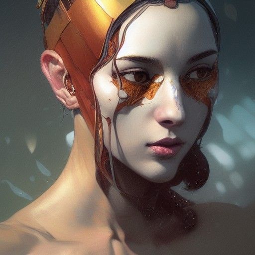 Cyberpunk Tiger Lady Portrait in Triadic Colors