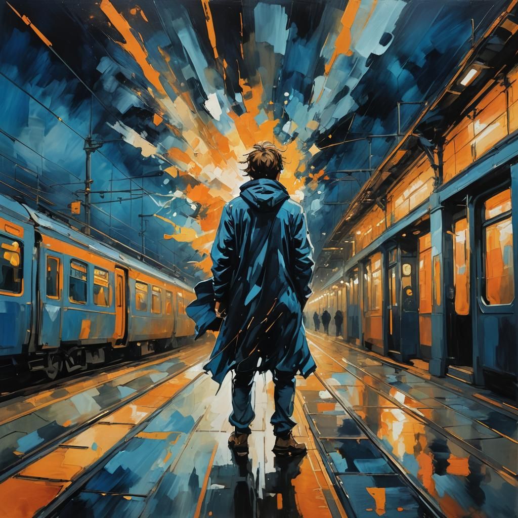 Midnight Whispers in a Stormy Train Station