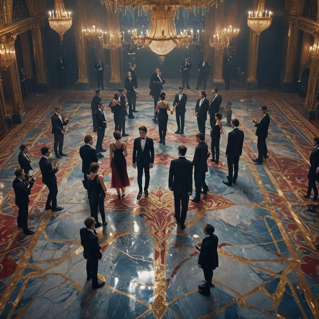 Surreal Ballroom in Vibrant, Detailed Fantasy Concept Style