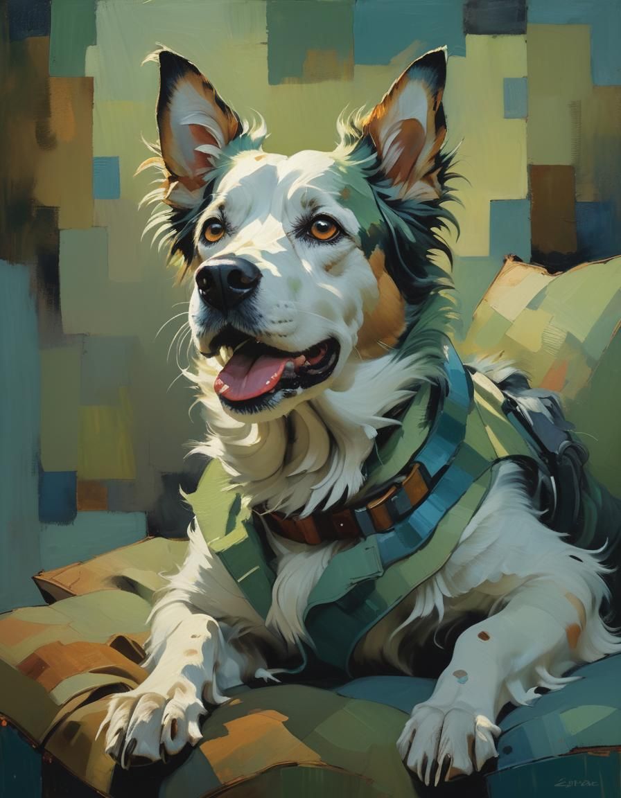 Hyper-Realistic Dog Portrait with Moody Expressionist Tones