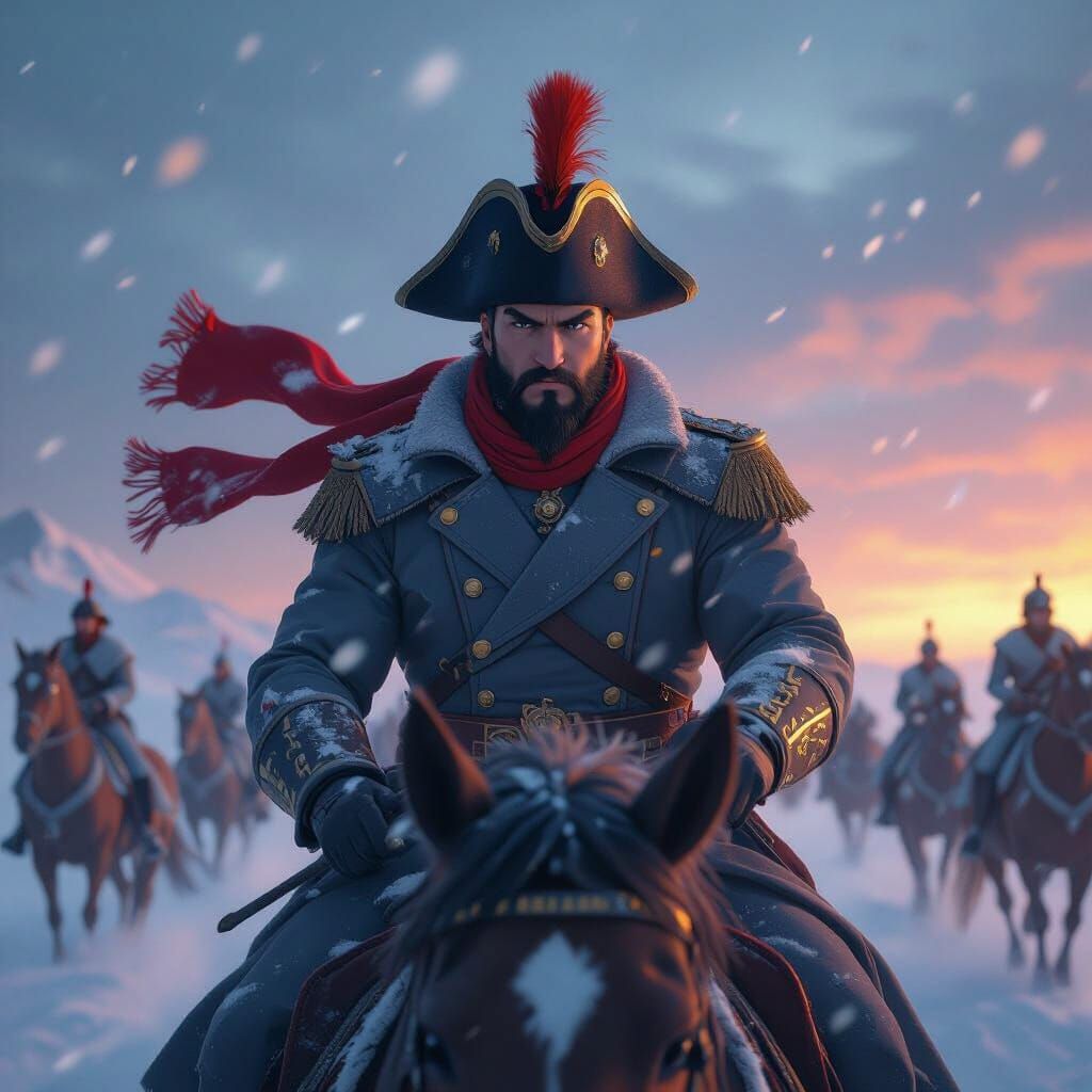 Emperor Rides Through Snowstorm in Painterly 3D Animation