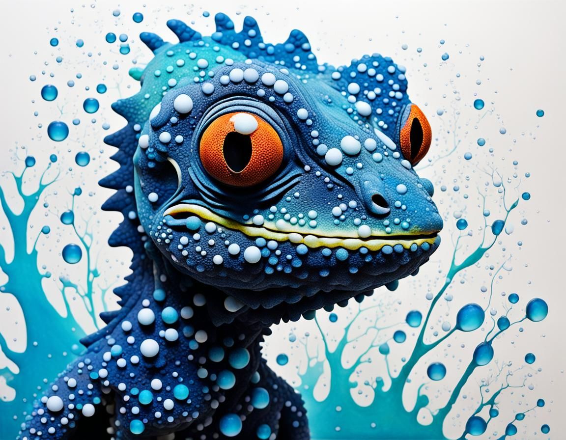 Picasso Meets Burton: Iridescent Gecko Silhouette in Anime S...