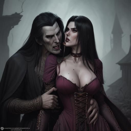 Dracula Bites Caroline Munro in a Moody, Detailed Fantasy Sc...