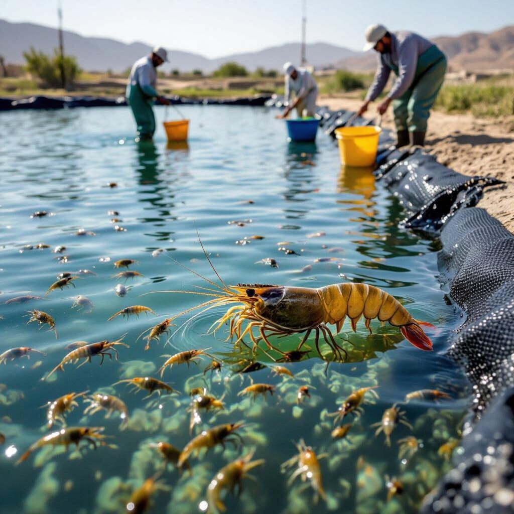 Shrimp Farming Pond in Bushehr, Iran