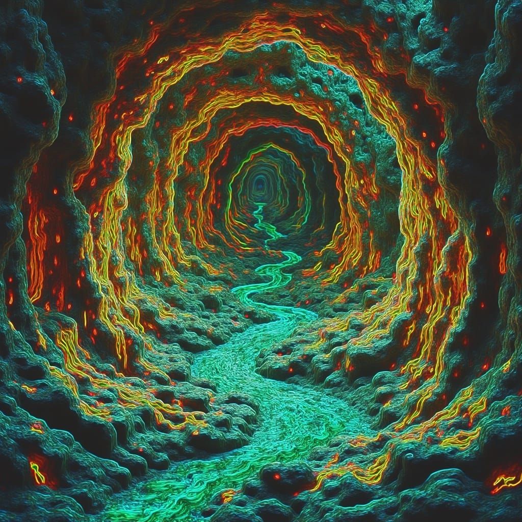 Surreal Biomechanical World with Marble Stone and Glowing Tu...