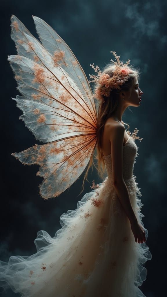 Flower Faerie Goddess Silhouette in Misty Bloom