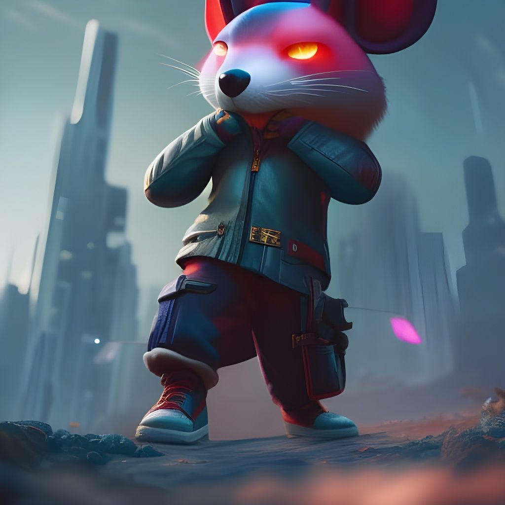 Vibrant Chibi Mouse in Hyperrealistic Splendor