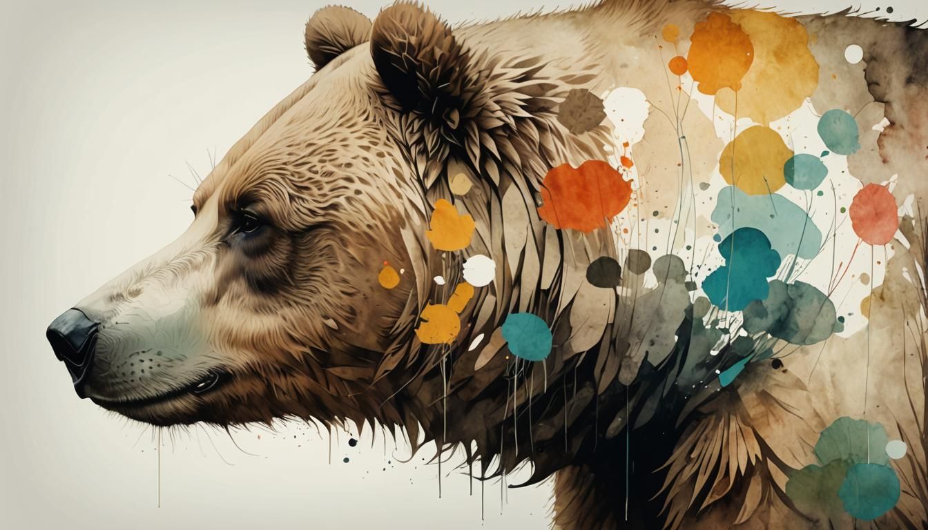 Cute Minimalistic Obese Bear with Glowing Eyes