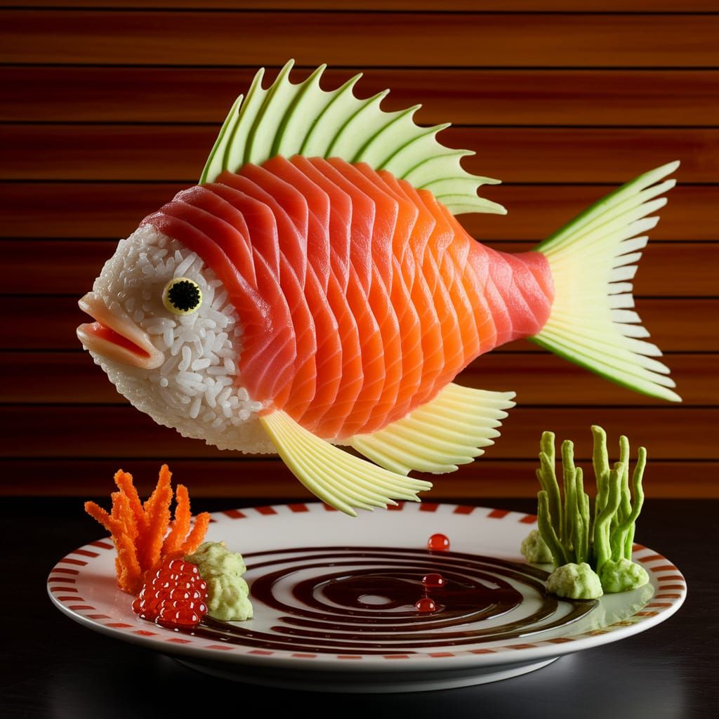 Sushi Fish Sculpture: Culinary Artistry in Food