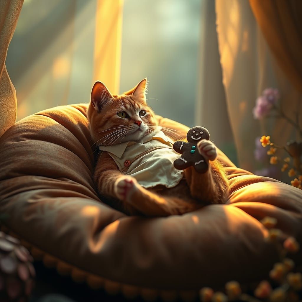 Ginger Cat Takes a Whimsical Break from Baking