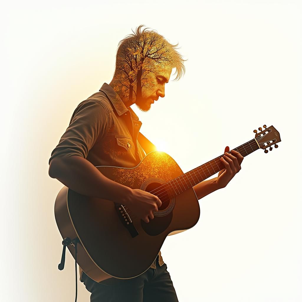 Golden Hour Concept Art: Seasons Harmonize on Double Exposur...