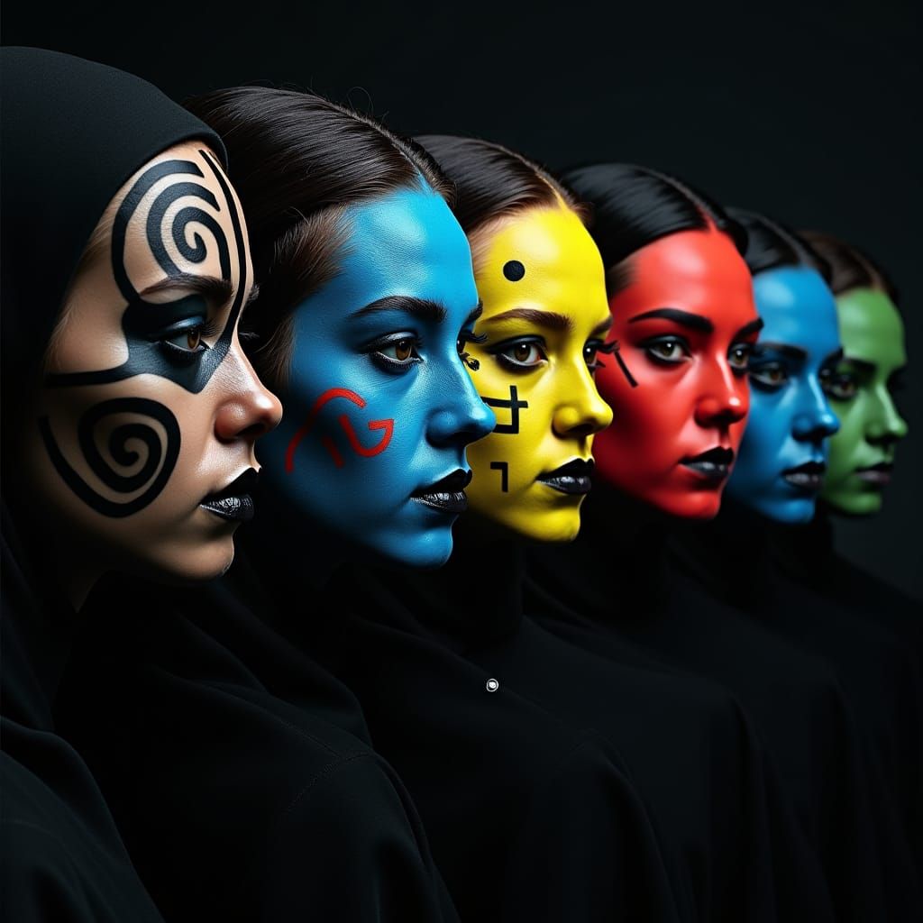 Diverse Individuals with Avant-Garde, Anti-Facial Recognitio...